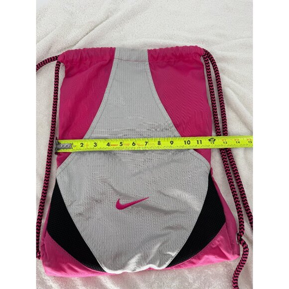 Nike Pink & Gray Drawstring Backpack With Interior Pockets & Rope Straps Lightwe - Picture 7 of 8